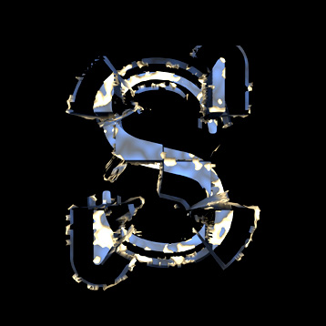 blue spatter S letter