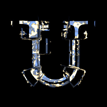 blue spatter U letter
